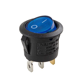 Перемикач on-off з підсвічуванням 12V круглий 3pin синій арт.YJ-WF01B