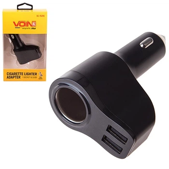 Подовжувач прикурювача VOIN 1 вихід + 2USB 2400mA 12/24V SC-1528С (SC-1528C) V08976