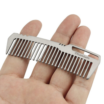 Титановая карманная расческа Titanium для бороды, усов и волос. Мужской гребень для бороды и укладки волос DF5