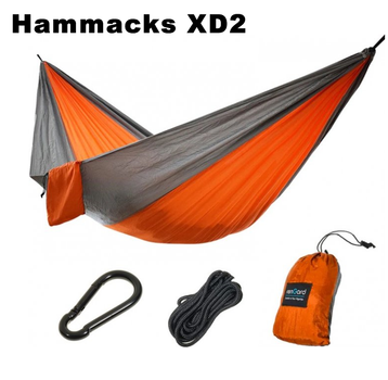 Гамак двухместный парашютный шелк Premium XD2 300*200 см подвесной туристический гамак для отдыха Оранжевый