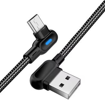 Кабель кутовий 90° USB – microUSB 2 метри для заряджання телефону, зарядний провід шнур мікро ЮСБ H6B