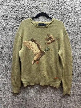 Вінтажний джемпер Polo Ralph Lauren Duck шерстяний, колір хакі, розмір M