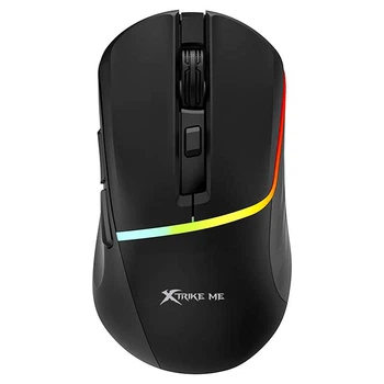 Игровая компьютерная мышь беспроводная XTRIKE ME GW-322 BK |2.4G/BT5.2, 800-3200DPI, 6 Buttons| RGB подсветка black