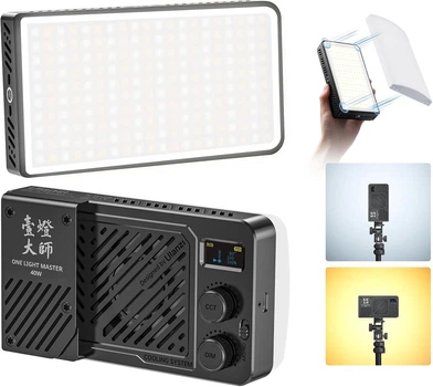 Накамерный свет сверхмощный 40Вт Bi-Color с рассеивателем CRI 96+ 2700-6500К Ulanzi LM-P40Bi