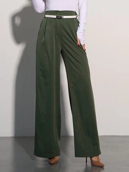 Брюки классические прямого кроя ISSA PLUS 14911 XXL хаки (issa2007682692330)