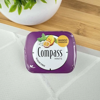 Конфеты Compass Fresh mints без сахара (манго-маракуйя), 14 г