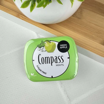 Конфеты Compass Fresh mints без сахара (зеленое яблоко), 14 г