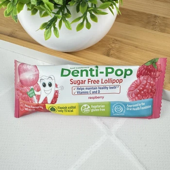 Льодяник Denti Pop без цукру з ксилітом (малина) 1 шт