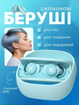 Силиконовые беруши для сна с защитой от шума храпа антихрап защита от звуков храпения взрывов выстрелов для работы отдыха плавания бассейна наушники затычки с высоким шумоподавлением многоразовые водонепроницаемые мягкие анатомические в кейсе чехле Blue