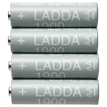 Аккумуляторные батарейки IKEA LADDA 4 шт AA (HR6) 1900 mAh 1.2V Ni-MH многоразовые аккумуляторы набор ИКЕА ЛАДДА 005.098.14