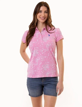 Женская футболка поло U.S. Polo Assn. (134991928318) DAISY PRINT POLO S розовая