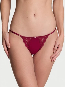 Женские трусики Victoria’s Secret (34312955164373) Lace-Trim Adjustable V-String Panty M бордовые