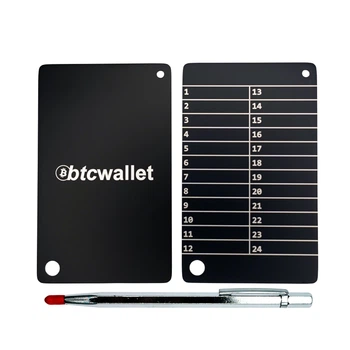 Металеві пластини Btcwallet Black Plate для зберігання сід-фрази 2 штуки + кріпильний болт + 1 гравірувальна ручка