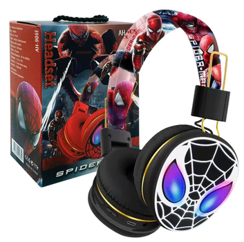 Детские беспроводные наушники Spider-Man накладные c Bluetooth и микрофоном для мальчика регулируемый размер черный (AN)34424
