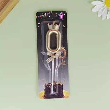 Свічка для торта Цифра 0 з короною золотиста 6 см (11150)