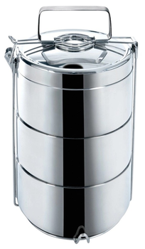 Набір харчових контейнерів Orion термічний сталевий 3-рівневий Сріблястий 3 x 900 мл (8592381110710)