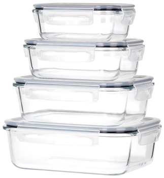 Набір контейнерів для їжі Vilde скляні з кришками та ущільнювачами 4 шт (5904316479343)