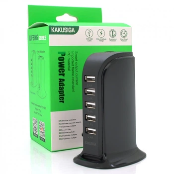 Зарядний пристрій iKAKU KSC-741 Desktop 5xUSB 5V 2.4A 12W Black (KSC-741-B) (322608)