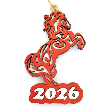 Новогодняя игрушка "Год Лошади 2026" с магнитом 10х6.5 см Красный ХДФ (EW817547276)