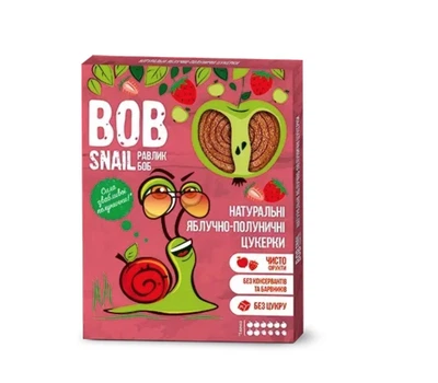 Натуральні Яблучно-Полуничні Цукерки ТМ SNAIL BOB (РАВЛИК БОБ) 120 г