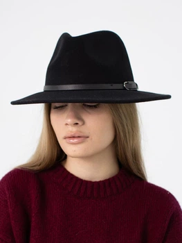 Шерстяная шляпа федора с ремешком D.Hats цвет черный
