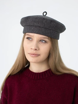 Берет жіночий із кашеміру D.Hats темно сірого кольору