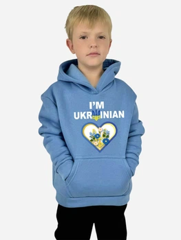 Подростковое теплое худи для мальчика Спиногрыз I'm ukrainian сердечко 10-00776 140 см Голубое (ROZ6501100429)