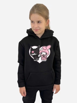 Детское теплое худи для девочки Спиногрыз Kuromi та Melody 10-00754 128 см Черное (ROZ6501100293)