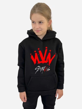 Детское теплое худи для девочки Спиногрыз Stray kids корона червона 10-00760 128 см Черное (ROZ6501100323)