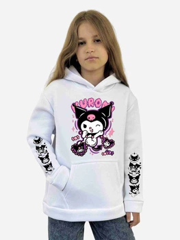 Детское теплое худи для девочки Спиногрыз Kuromi чорна принти 10-00764 128 см Белое (ROZ6501100343)
