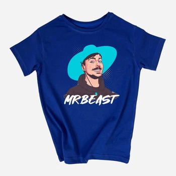 Детская футболка для мальчика Спиногрыз Mr Beast фото №10-00291 134 см Синяя (ROZ6501040814)