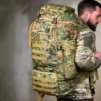 Рюкзак Tactic Outdoor 70 л зеленый пиксель 70×35×20 см