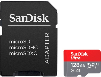 Karta pamięci SanDisk Ultra microSDXC 128GB Class 10 UHS-I A1 + adapter SD (SDSQUNR-128G-GN6TA)