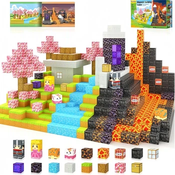 Игрушка Магнитный конструктор Долина сакур блоки Майнкрафт 84 детали My Wull (Minecraft) для детей (арт 14855)