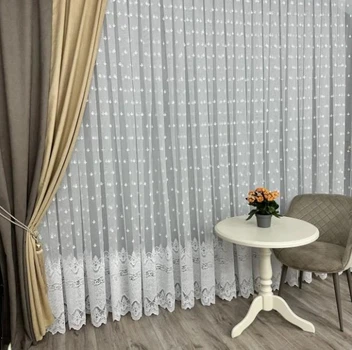 Тюль грек сетка с вышивкой. Цвет молочный