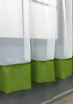 Фіранка на кухню шифон 280×170 см. Колір білий з оливковим