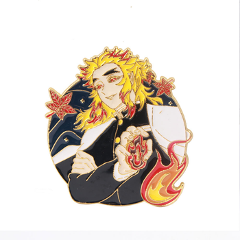 Значок Клинок рассекающий демонов Кёджуро Ренгоку Demon Slayer Rengoku 6 см P DS R 02
