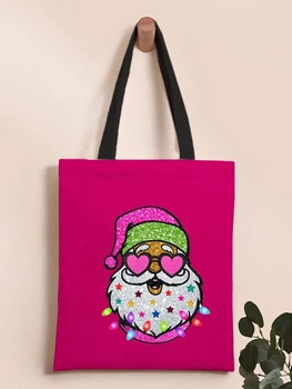 Новорічний шопер різдвяна подарункова сумка-шопер з Сантою Honey Fashion Accessories яскраво-рожевий (17-12)