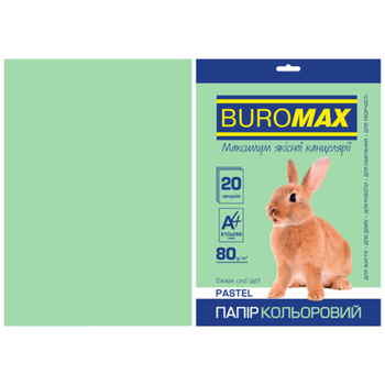 Папір офісний кольоровий A4 80г/м 20л PASTEL св-зелен BUROMAX