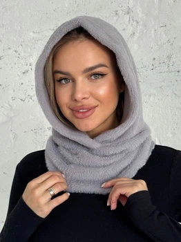 Жіночий капор Vesta з коміром з екохутра сірий