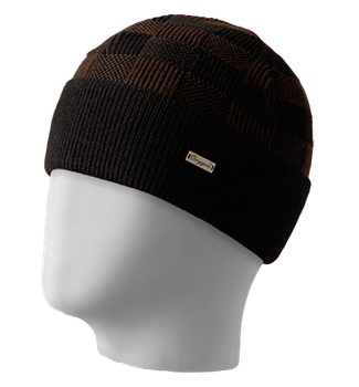 Шапка мужская вязаная STUTTGART One Size (56-60) Чёрный / Коричневый