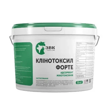 Адсорбент мікотоксинів Клінотоксил Форте на основі дріжджових стінок із гепатопротектором, 5 кг/відро