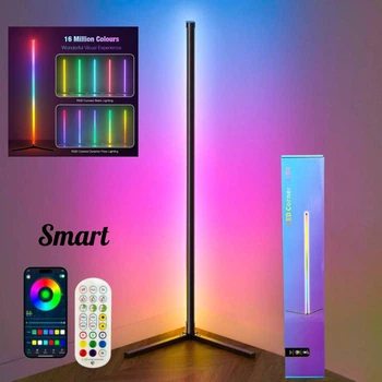 Торшер 1,4 м RGB з APP Smart LED лампа напольная USB светильник с пультом черного цвета торшеры в спальню гостиную офис лед светильники