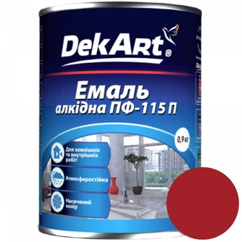 Эмаль алкидная ПФ-115П красная ТМ "DekArt" - 0,9 кг.