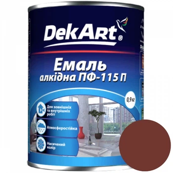 Емаль алкідна ПФ-115П червоно-коричнева ТМ "DekArt" - 0,9 кг.