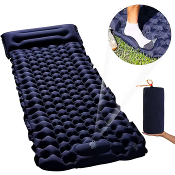 Каремат надувний туристичний 188х58х6см, Outdoor Sleeping, Чорний / Похідний матрац з подушкою (L)