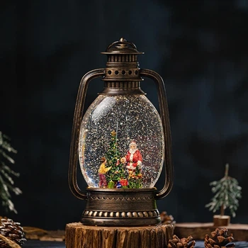 Ночник новогодний XMAS Санта с подарками LED-подсветка/эффект снегопада 28 см (MX-00009625)