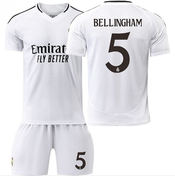 Футбольна форма дитяча Bellingham (Беллінгем) 5 Real Madrid (Реал Мадрид), сезон 24/25, 26 розмір, ріст 140-145 см, біла