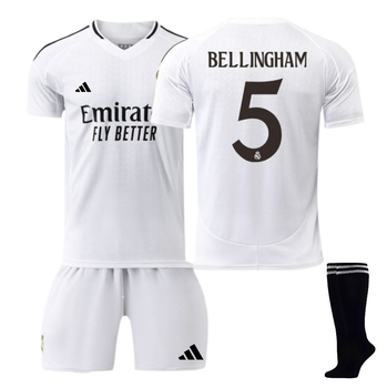 Футбольная форма Real Madrid BELLINGHAM (Реал Мадрид Белингем) + гетры черные (размер 34-38), сезон 24/25, размер 152 рост 140-152 , белая