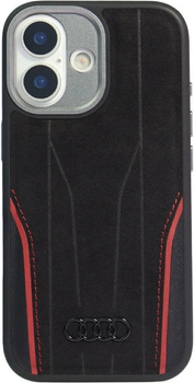 Панель Audi R8 Genuine Leather MagSafe для Apple iPhone 17 Black-Red (AU-TPUPCMIP17-R8/D3-RD)